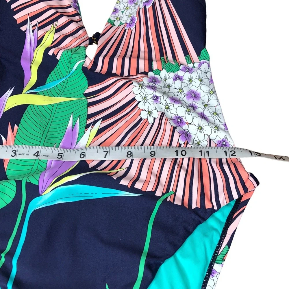 NEW Trina Turk Midnight Paradise V Plunge Swimsuit Sz 10 One Piece Stunning NWOT